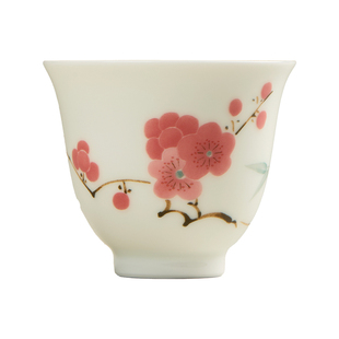 主人杯茶杯功夫茶杯品茗杯景德镇青花瓷釉下五彩翠竹红梅大铃铛杯