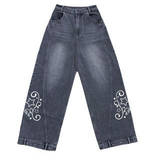 小猫藏星starrykitty原创印花牛仔裤阔腿宽松古早味「四季可穿
