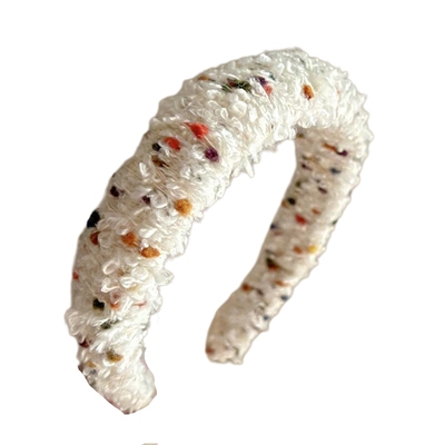 彩色糖豆毛线发箍复古小香风头箍