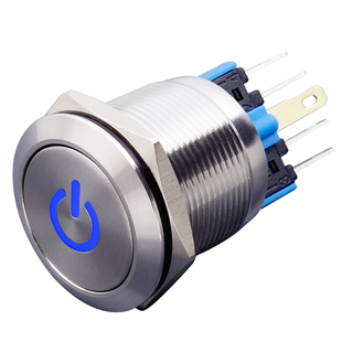 22MM金属按钮开关 防水按钮开关不锈钢按钮开关 电源符号按钮开关