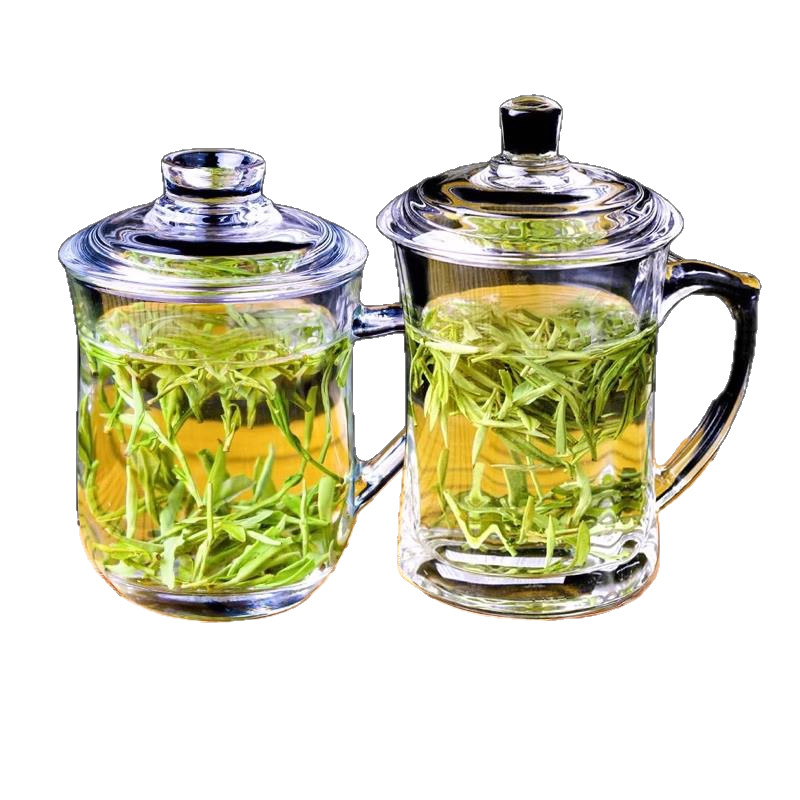 加厚耐热玻璃茶杯 带盖茶饮杯盖杯 带把杯子办公家用喝水杯泡茶杯