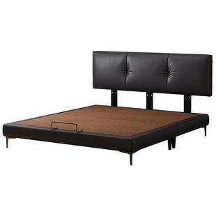 全友家居极简卧室真皮床1米8双人床小户型超薄床头黑色单人床1米5