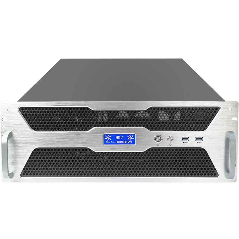 4U机箱机架式温控屏650加长EATX主板3.0USB水冷多盘位工控服务器