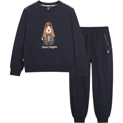 暇步士男童套装大童一体绒两件套