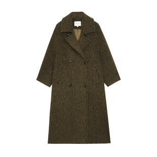 BLANK LABEL极简质感羊毛马海毛时髦大翻领双排扣毛呢大衣外套女