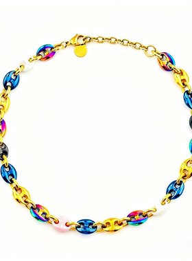 幻彩渐变猪鼻子项链多巴胺锁骨链