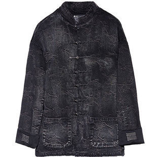 半闲集踏雪寻梅＜群芳谱＞水洗提花做旧牛仔唐装中式国潮外套