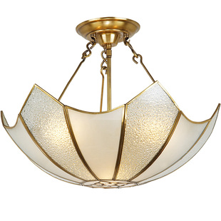 美式复古房间主卧室吊灯温馨浪漫 简欧创意书房灯 简约仿古全铜灯