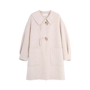 西町村屋学院风羊毛大衣2023秋冬新简约翻领长款双面呢HD8209149