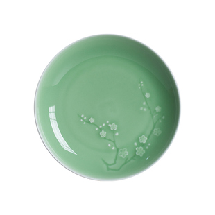 龙泉青瓷菜盘子纯色早餐盘陶瓷创意骨碟盘子西餐盘餐具酒店摆平盘