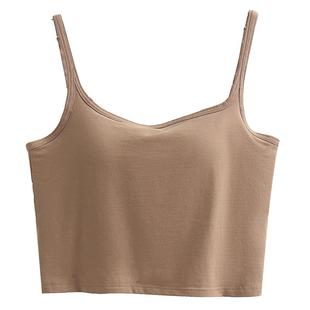 美背吊带背心女夏季短款内搭带胸垫内衣打底外穿白色抹胸辣妹上衣