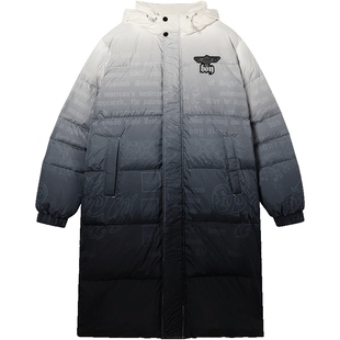 【林海雪原】BOYLONDON春季情侣款外套渐变保暖长款羽绒服N26004