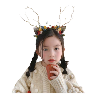 鹿角发箍头饰森系超仙万圣发光小鹿精灵拍摄圣诞节发饰发光拎环