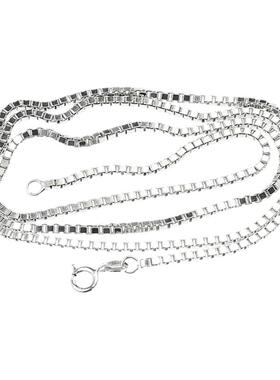 S925 silver box chain 纯银镀白金盒子项链男女锁骨链毛衣链潮男