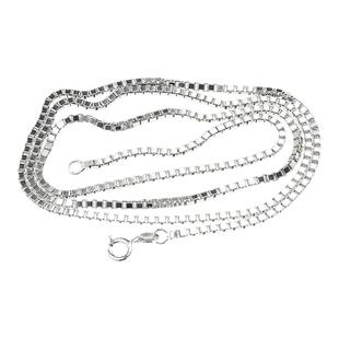 S925 silver box chain 纯银镀白金盒子项链男女锁骨链毛衣链潮男