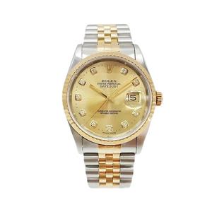 【自营】中古99新Rolex劳力士日志型镶钻18k黄金自动机械手表男士