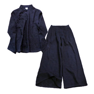 【苇素禅服】禅意佛系高端棉麻斜襟盘扣中式女装中国风修行套装