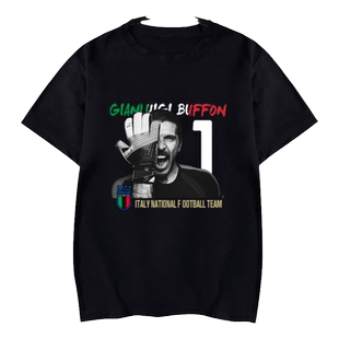 布冯退役纪念意大利队尤文大巴黎足球迷服短袖T恤衫男女纯棉半袖