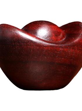 紫檀木元宝手把件桌面小摆件