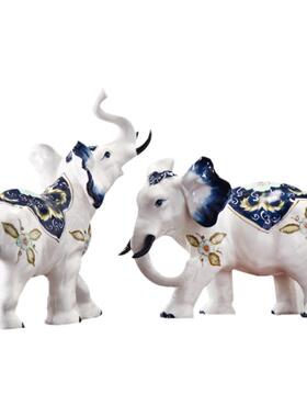 青花瓷陶瓷象家居饰品客厅摆件