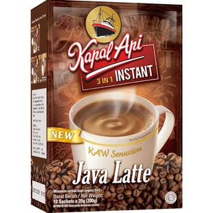 KapalApi火船咖啡印尼进口爪哇拿铁咖啡速溶特浓三合一咖啡粉10杯