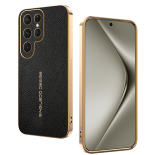 电镀荔枝纹适用于三星s25ultra手机壳新款s25FE专用外壳S25Edge高端皮纹S25Plus套s25+防摔硅胶Galaxys25男女