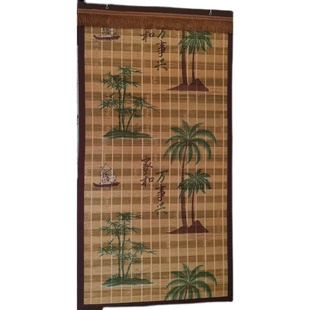 夏季新款竹门帘中式田园风格家用卧室竹帘子防蚊蝇竹子门帘竹卷帘