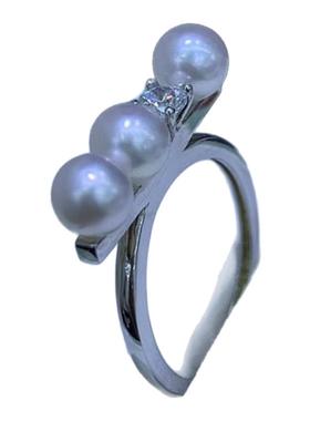 S925纯银平衡木多珠5-6海水akoya戒指正圆戒指指环设计款送女友