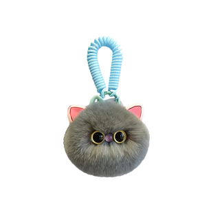 可爱獭兔毛小猫咪汽车钥匙扣挂件腮红猫猫毛绒球公仔玩偶包包挂饰