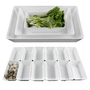 加厚仿瓷长方形卤菜托盘卤味生鲜鸭货盘子斜边塑料熟食展示盆加深