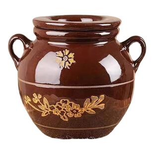 10斤装猪油罐家用耐高温陶瓷荤油坛子带盖老式土陶存油缸腌肉容器