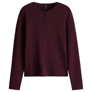 HM女装毛针织衫春季红色毛衣时尚纹理感针织开衫1304734