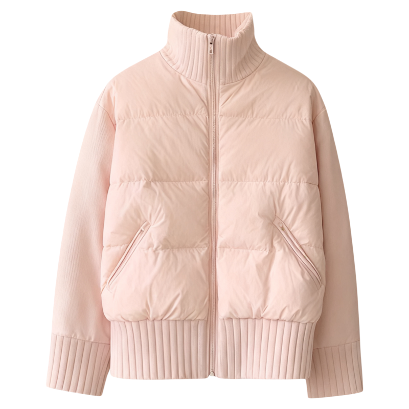 FTZT韩系针织拼接羽绒服短款