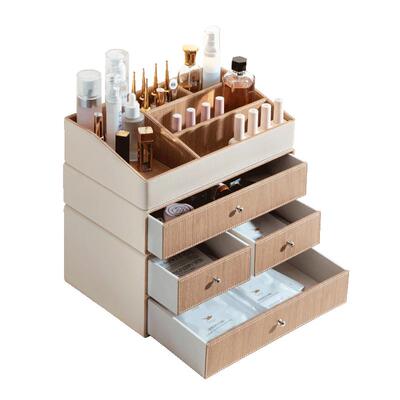 优质皮高级感桌面化妆品收纳盒