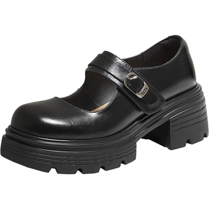 TATA他她女鞋2025年冬休闲鞋百搭玛丽珍鞋新款黑色小皮鞋CHY04CQ5