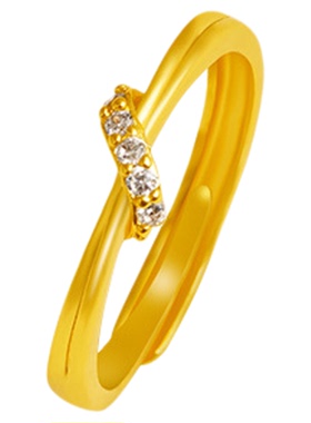 新品时尚百搭简约镶钻戒指活口可调节男女戒指高保色仿金镶钻饰品