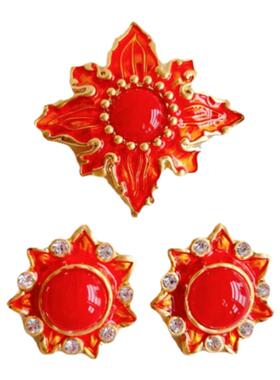 橙色太阳花复古款胸针