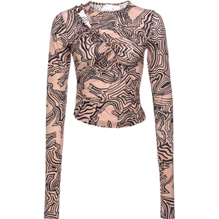 明星同款PINKO女士长袖印花上衣102886A1LT