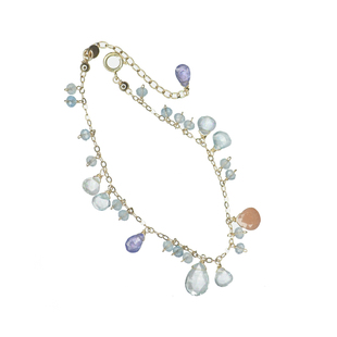 【偷走落日】系列3月诞生石天然海蓝宝坦桑石14k包金晶莹仙气手链