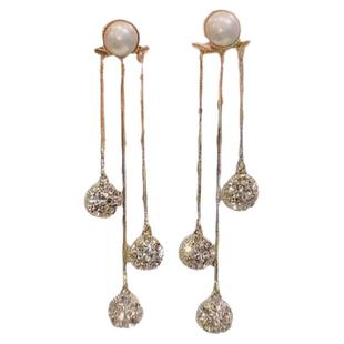 韩国东大门秋冬长流苏耳环2024新款爆款高级感轻奢金属耳坠女耳饰