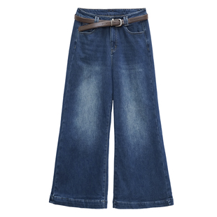 胖mm冬季显瘦显腿长牛仔裤木子理想大码女装加绒保暖喇叭裤200斤