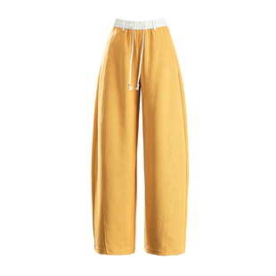 黄色运动休闲裤女2026新款弯刀裤春秋季韩系慵懒松弛感裤子镰刀裤