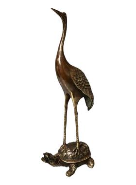 铜鹤摆件送长辈礼品门厅落地装饰