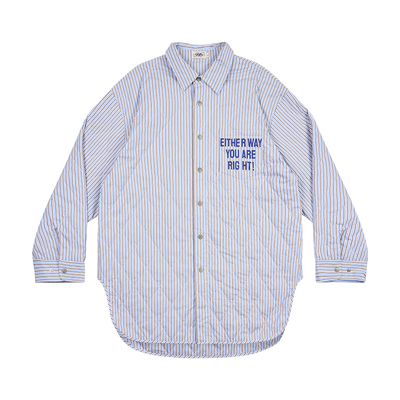 GOODBAI 916 slogan刺绣条纹翻领加厚衬衫外套