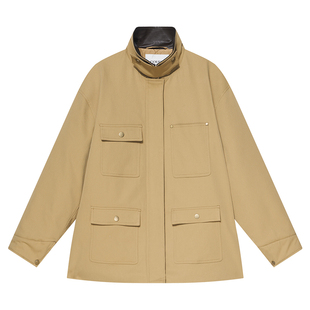 COVERINS【明星同款】巴恩风翻领棉服外套女工装夹克CC35108018