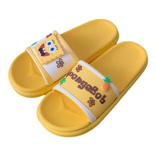 居家防滑少女心趣味海绵宝宝夏季拖鞋舒适软底踩屎感亲子凉拖鞋女