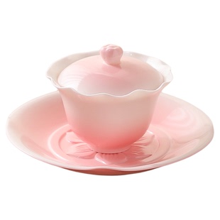 以尊女性专用陶瓷茶具三才盖碗茶杯三件套单个薄胎大号泡茶碗高档