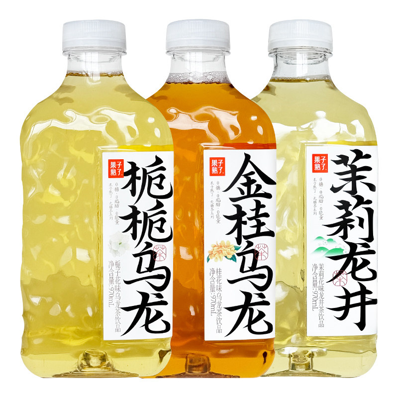 果子熟了栀栀乌龙大瓶无糖茶金桂乌龙茉莉龙井茶970ml*12瓶整箱