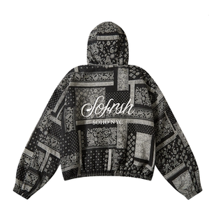 SOFRSH水洗做旧牛仔棉衣美式复古短款宽松棉服重磅腰果花外套秋冬