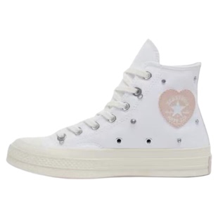 匡威新款1970s白色高帮镶钻款爱心logo男女舒适休闲帆布鞋A10304C